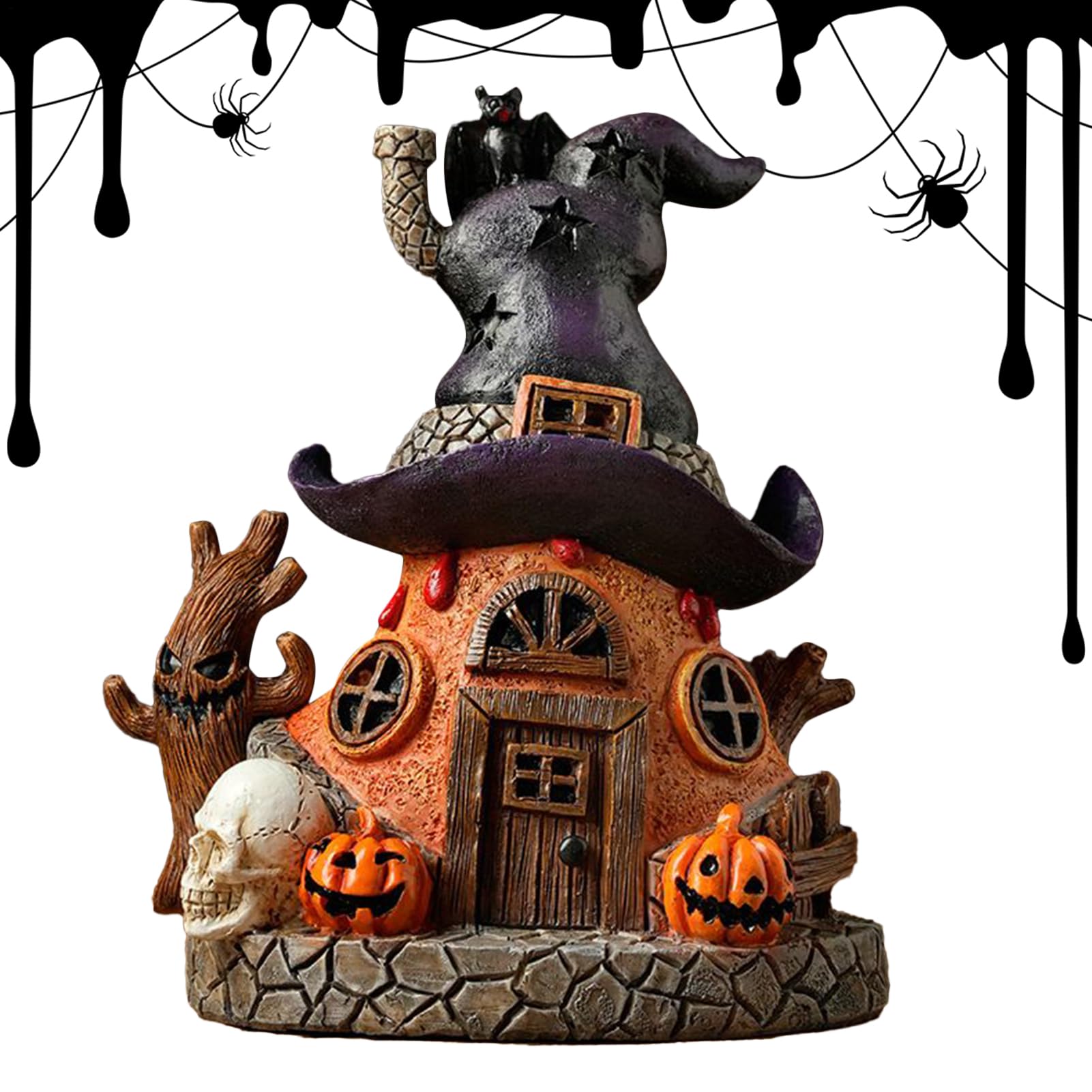 Maison hantée Halloween sur une étagère de salon pour une ambiance festive