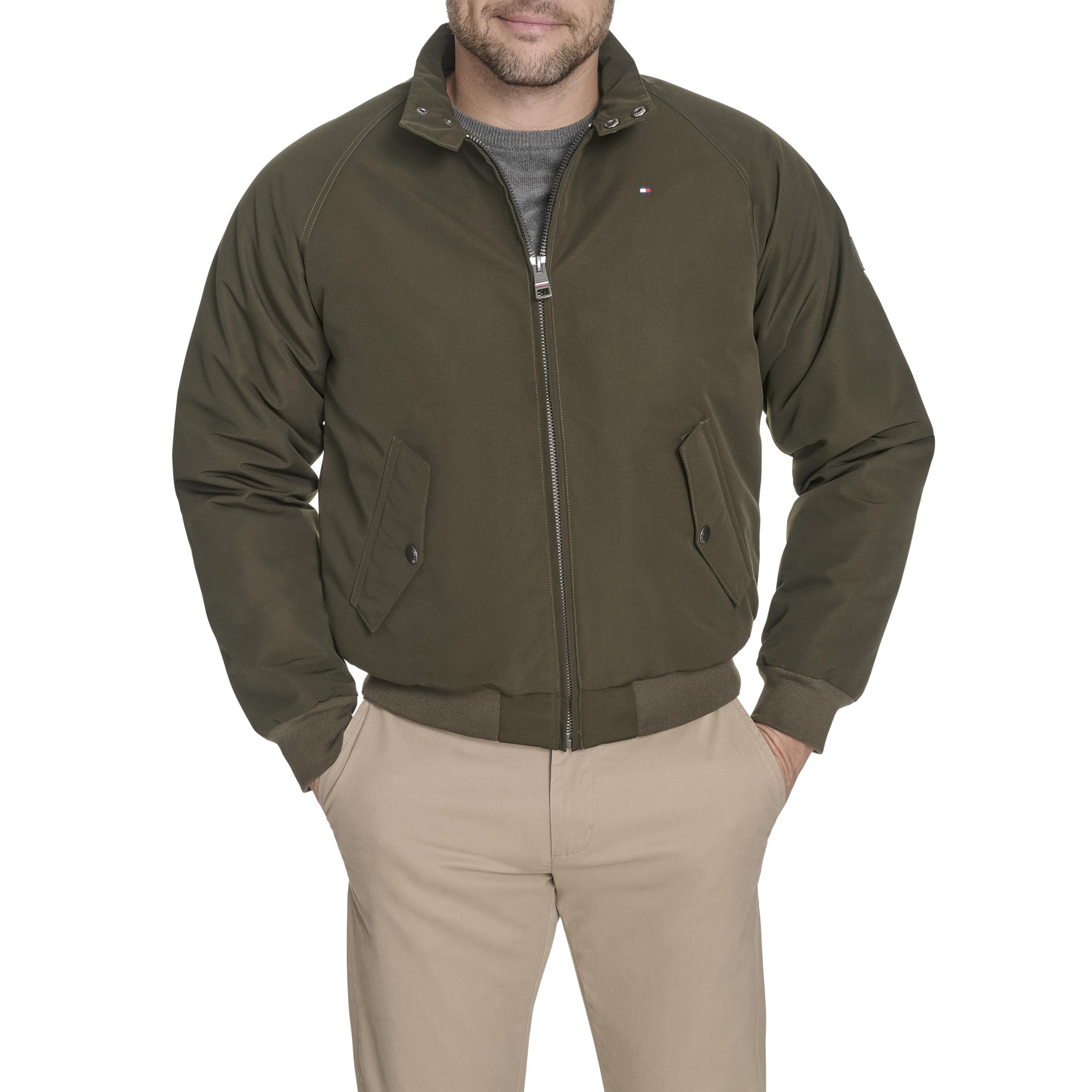Tommy Hilfiger Herren Highland Cloth Modern Bomber, Oliv/Blatt für mich (Leaf It to Me), XXL