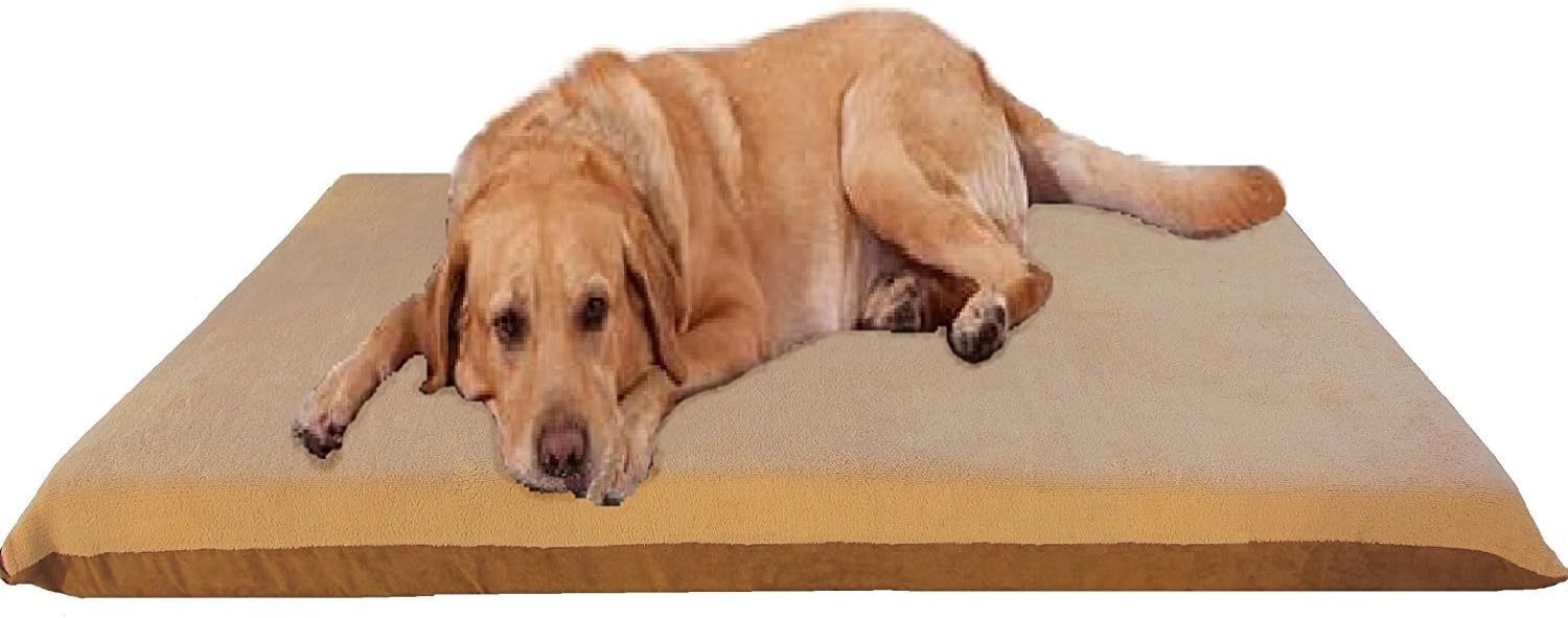 ehomegoods 54X37 X4 XL Beige Color Orthopedic Memory Foam Pet Bed Mattress for Large Dog with 2 External Covers + Waterproof Internal Cover