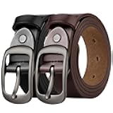 [2 Pack] Leather Belt Women-Womens Leather Belt with Pin Buckle-Belts for Women for Jeans, Pants, Dresses