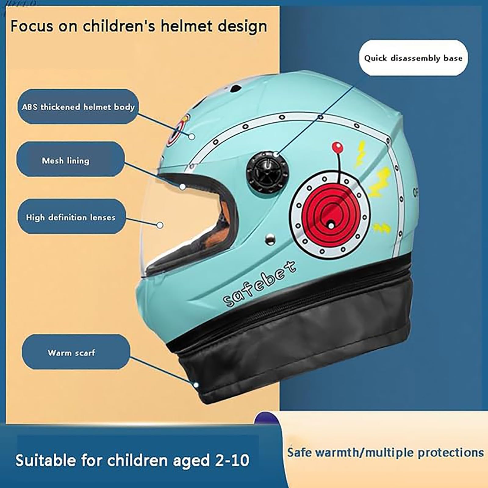 Casque De Moto Intégral Pour Enfants QKDWQZ, Casque De Scooter Homologué ECE, Compatible ATV, Adventure, Scooter, Cruiser/ Touring, UTV, Street Bike, DOT