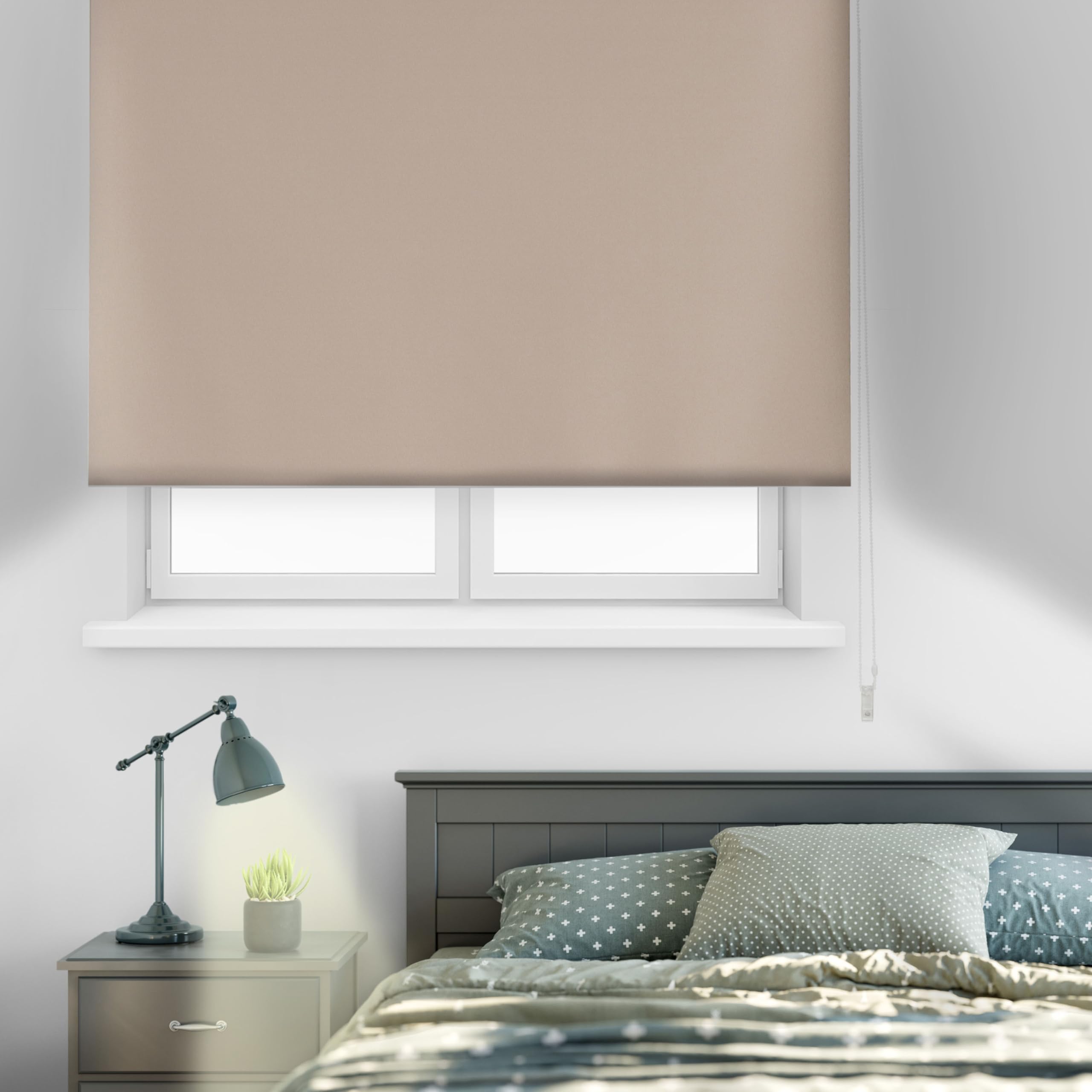 ECOMMERC3 | Estor Opaco a Medida Tamaño 95x175 - Estor Enrollable Opaco Tamaño Tela 92x170 - Estor Enrollable Blackout Color Marfil