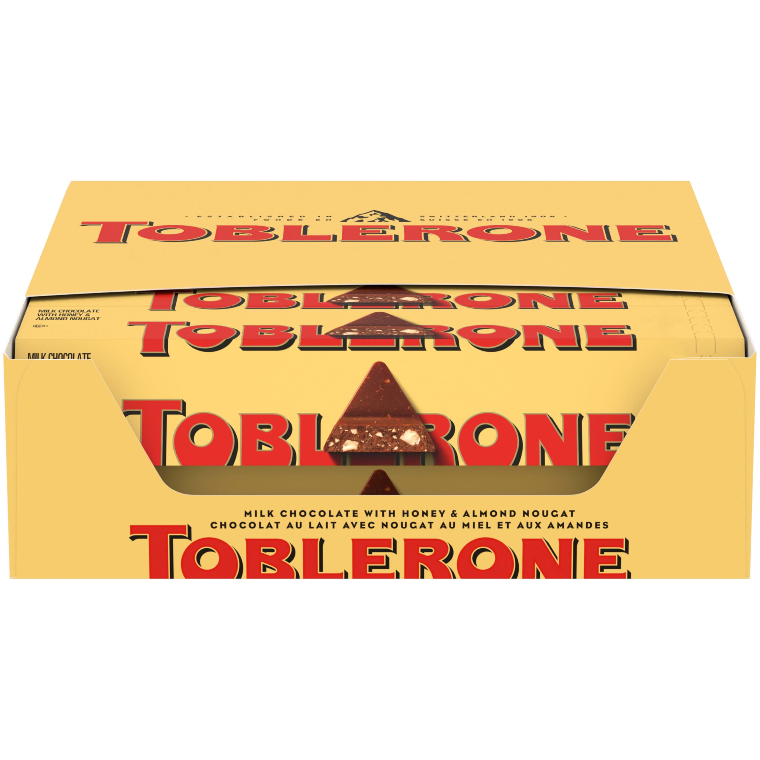 TOBLERONE Milk Chocolate Bar with Honey and Almond Nougat, Bulk Chocolate, 20 - 3.52 oz Bars