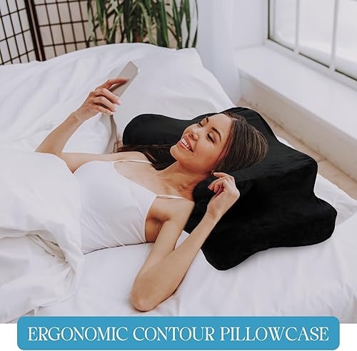 Miniatura 4 de Funda de almohada de terciopelo de cristal para cuello cervical (solo funda de almohada), funda de almohada ergonómica, funda de almohada de