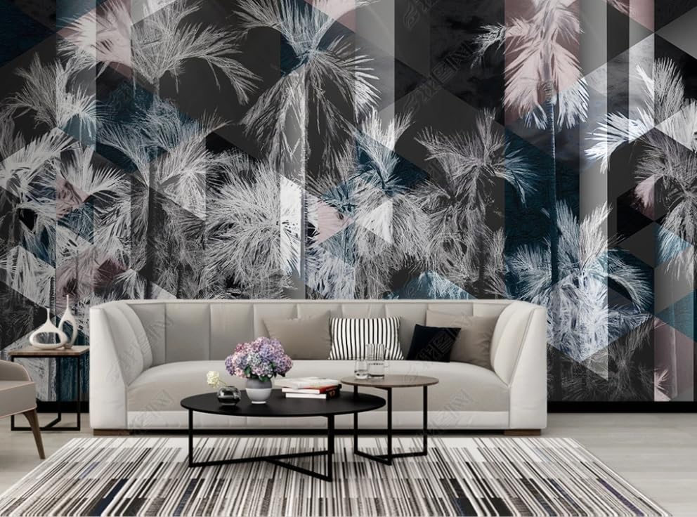 Papier peint intissé cocotier géométrique pour masquer les défauts du mur
