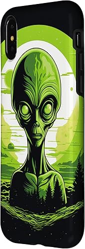 Vista 5 de iPhone 14 Pro Cute Green Alien Head UFO Space Face Alien Case