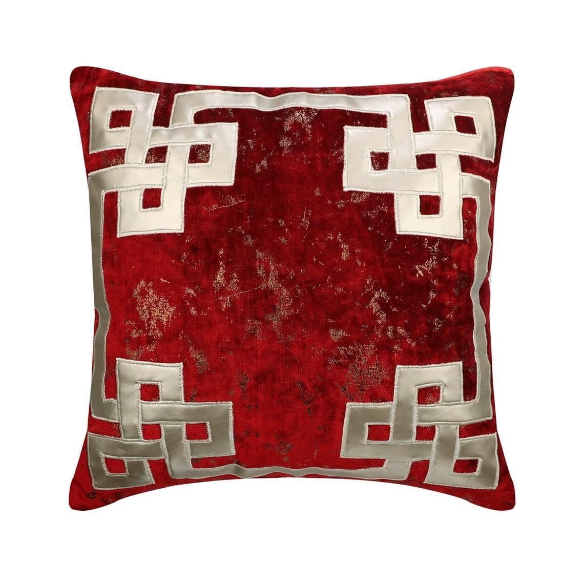 The HomeCentric Dekorativ rot Dekokissen Bezug, 45 x 45 cm Samt Griechisch & Applique & Folie Kissen uberzuge, Geometrisch Modern - Greek Frame