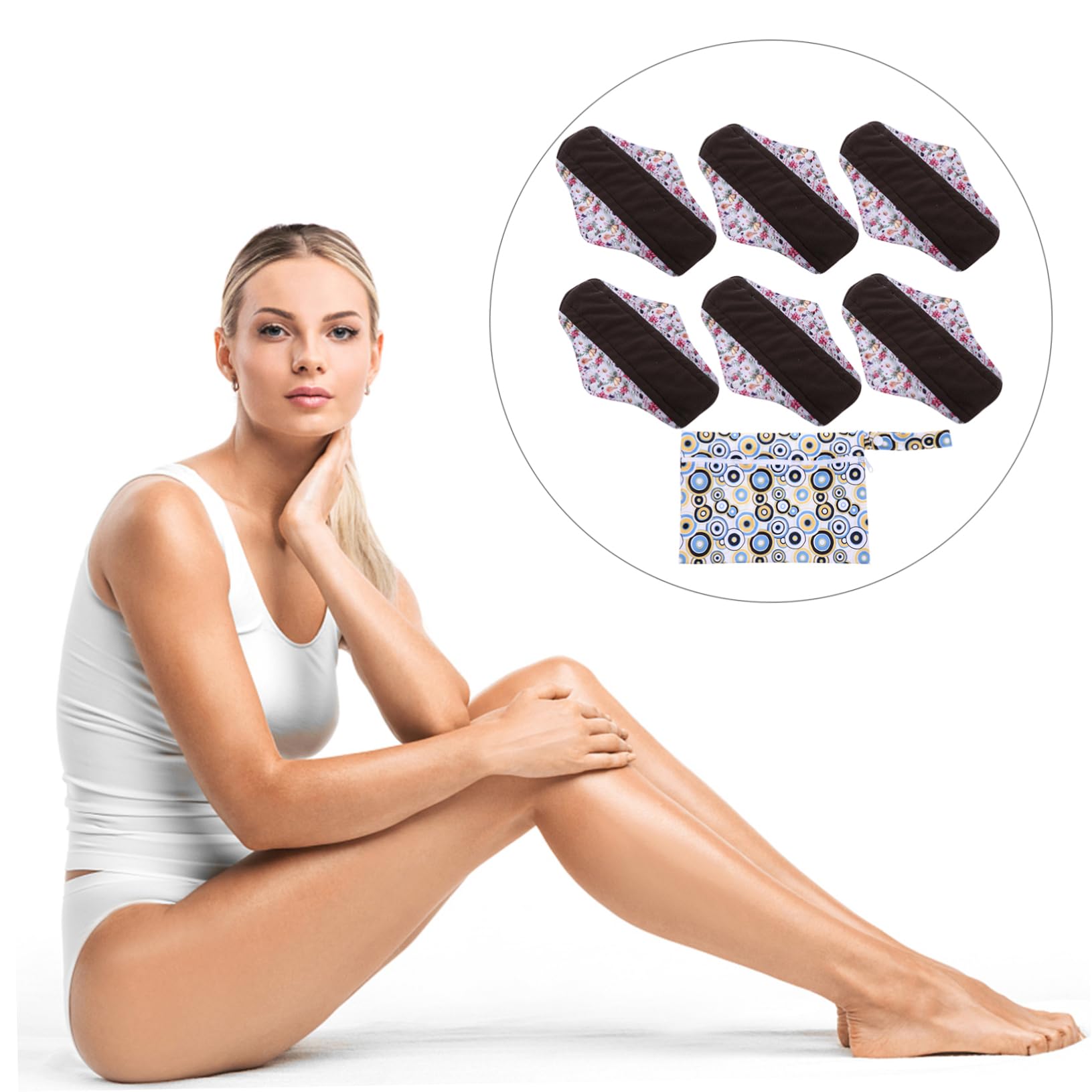 Beaupretty 6 Compresas Menstruales Reutilizables Para Mujeres Y Niñas Con Bolsa De Almacenamiento A Prueba De Fugas Lavables Y Reutilizables.