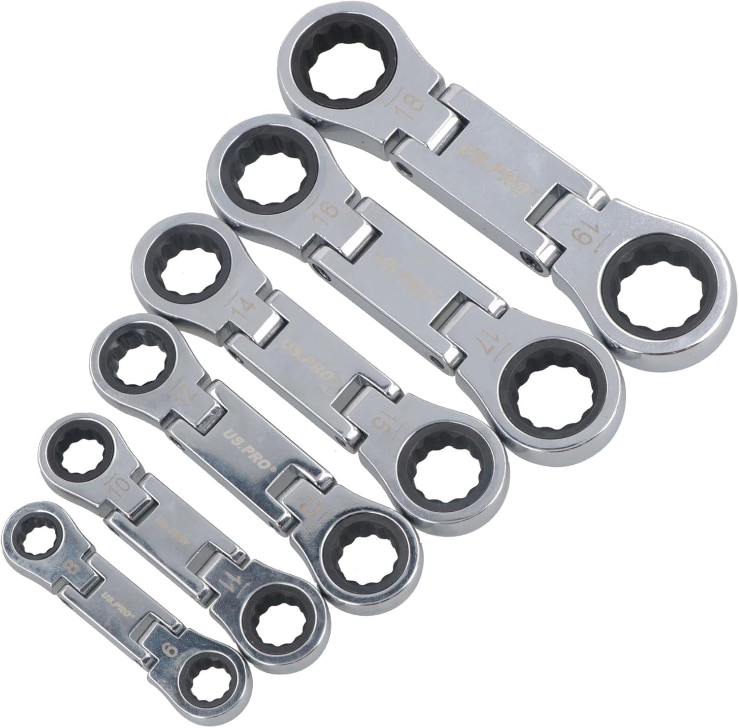 Metric Double Flexi Headed Stubby Spanner Wrench Set 8 – 19mm 6pc 72 Teeth