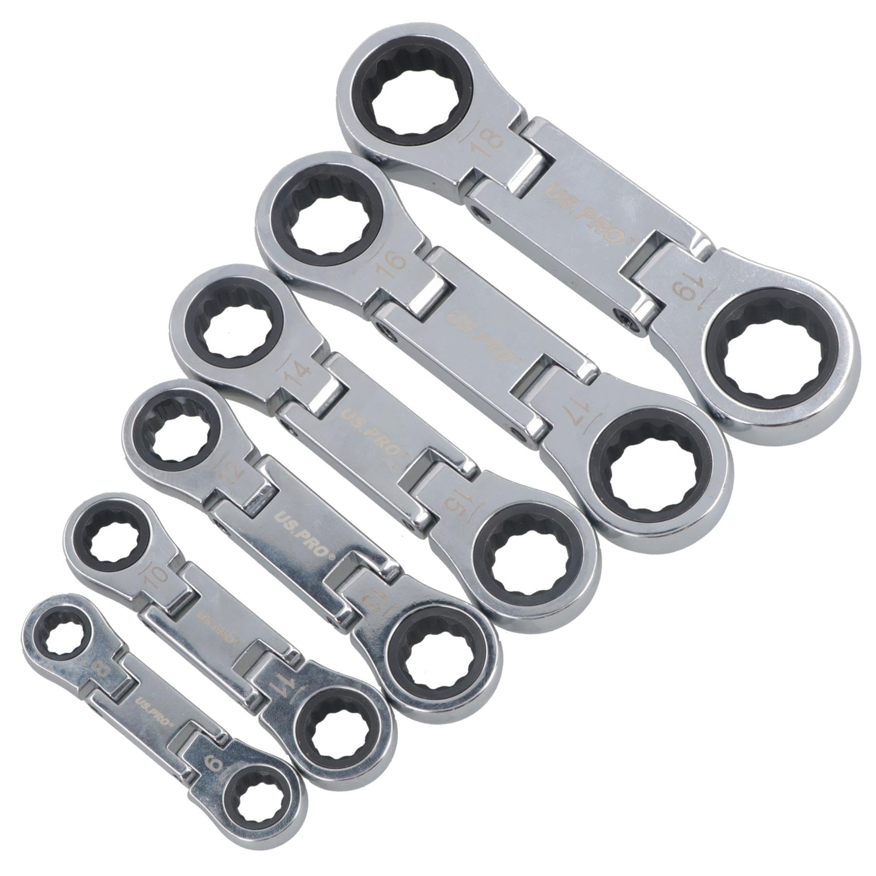 AB Tools Zestaw kluczy metrycznych z podwójną głowicą Flexi 8 - 19 mm 6 szt. 72 zęby