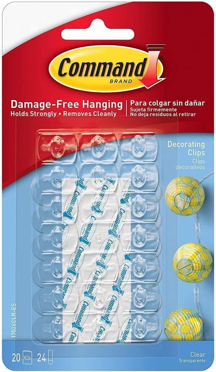Pvonline Oasis White Decorating Hooks Clips, Self-Adhesive Strips Wall Fairy Lights, Transparent - Wall Adhesive, Damage-Free Hanging