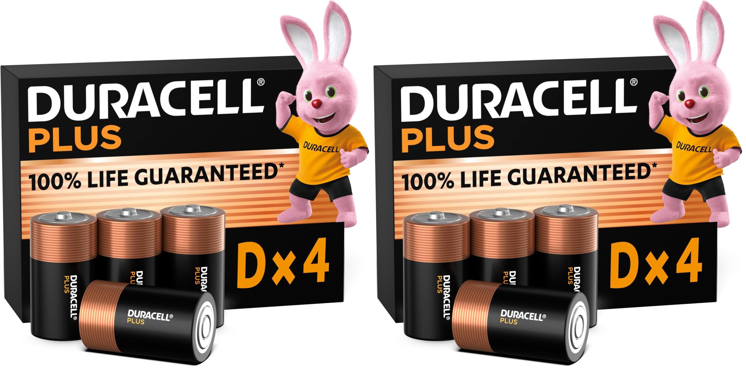 Duracell Plus D Batterien, LR20, 4 Stück, Alkaline Batterien D für Alltagsgeräte