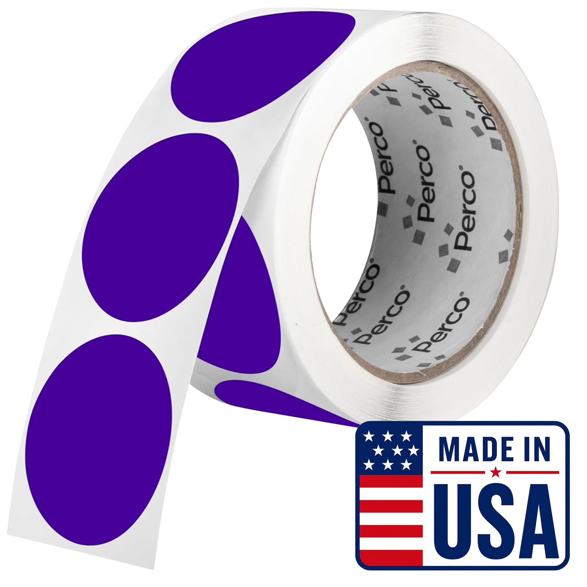 Perco Purple Round Circle Dot Sticker 2-Inch Labels with Perforation for Easy Tear-Off, 500 Stickers per Roll - Creative Branding, Category Labels &amp; Themed Packaging - Made in USA