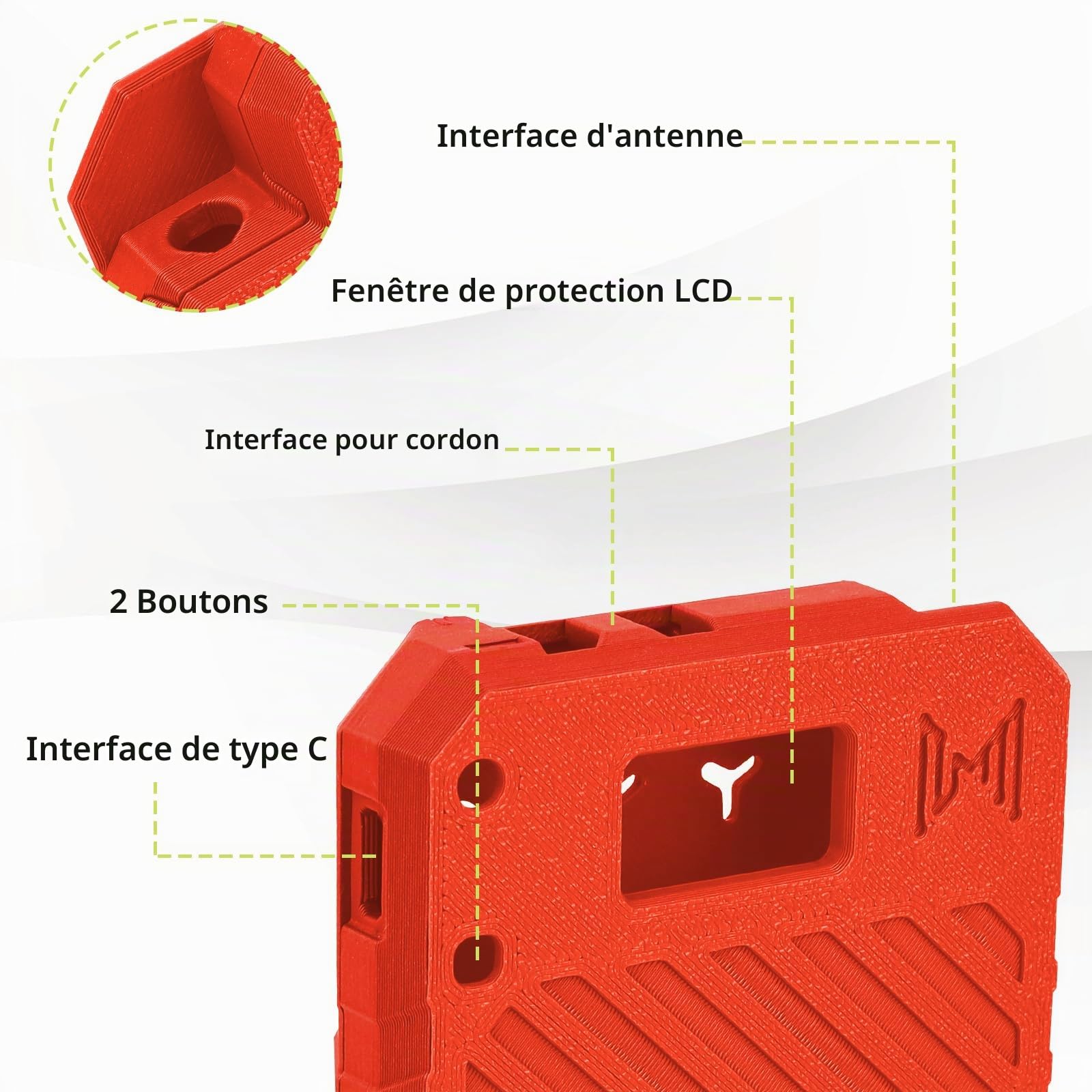 1 paquet ESP32 pour boîtier Heltec V3, carte de développement LoRa, boîtier Meshtastic avec connecteur d'antenne et interface de type C, (N33, rouge)