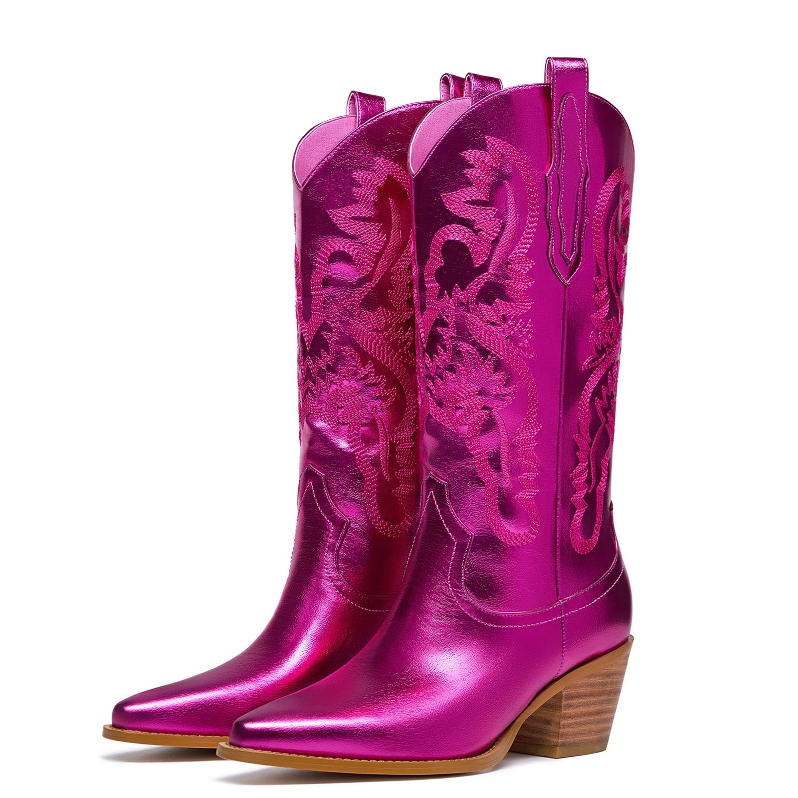 Bottes Cowboy Western Brodées - Mi-mollet - Talon 6 Cm - Style Country - Pour Femmes
