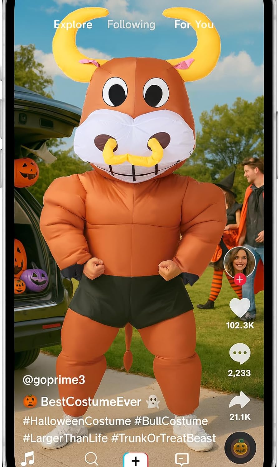 Inflatable Bull Costume for Party, Halloween, Blow Up Suit, Adult Size - Image 2