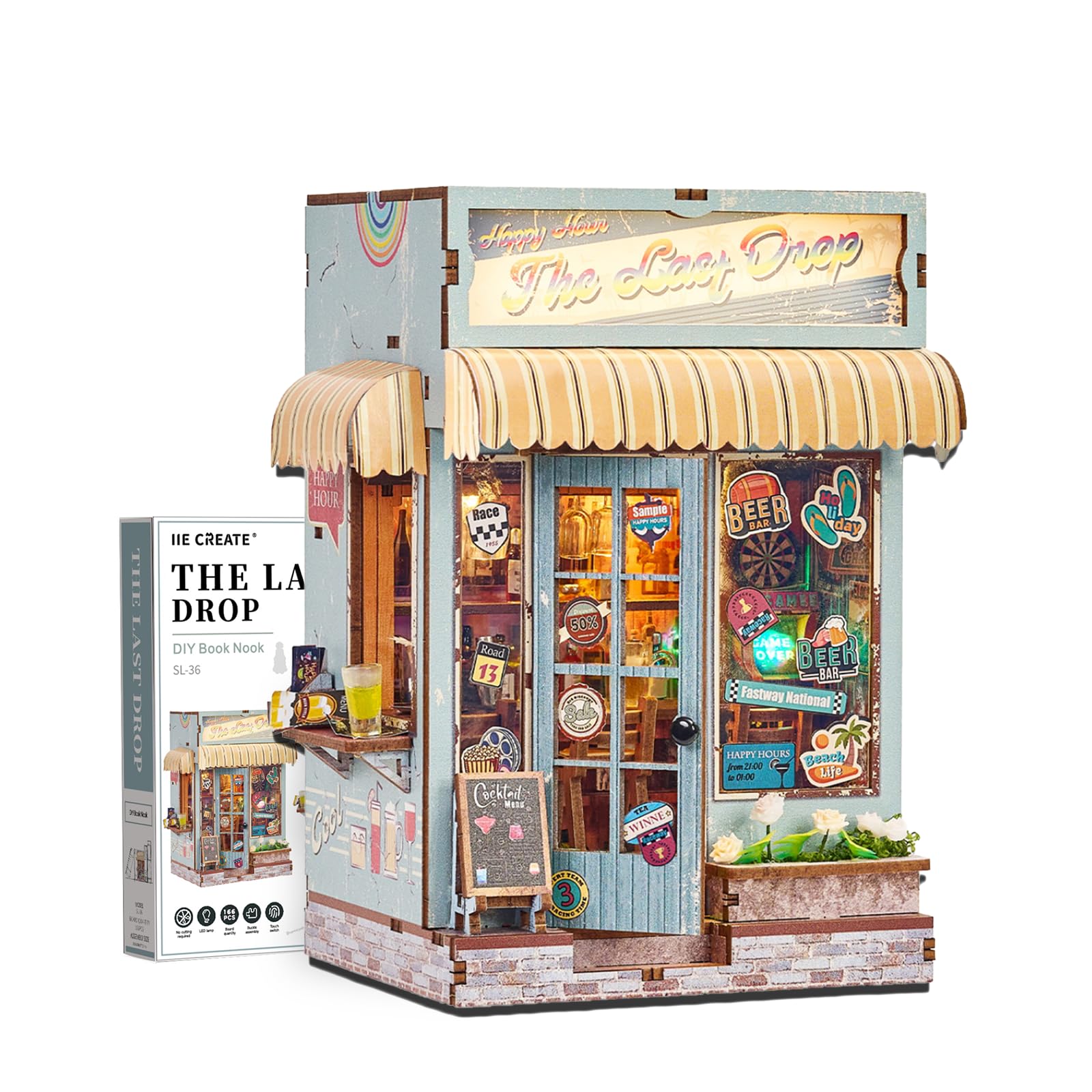 Jianyana 3D-miniature, Kit Book Nook DIY per Adulti con Luci LED da Montare Booknook Puzzle in Legno 3D, Set Creativo per la Decorazione della Libreria, Regali per Familiari e Amici
