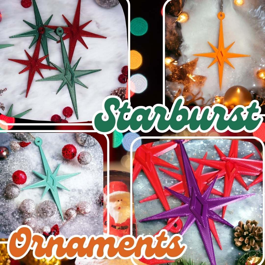 Amazon.com: Mid Century Star Bursts Ornaments Set of 4 Modern Art