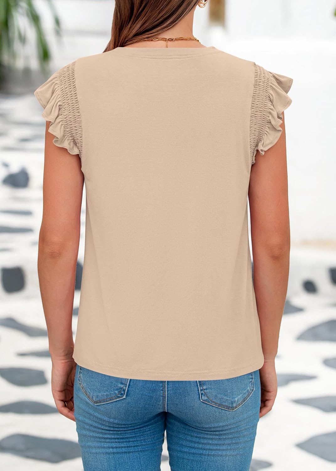 KIRUNDO Womens Summer Tops 2025 Trendy Ruffle Cap Sleeve Casual T Shirts Crewneck Basic Tee Cute Blouses Clothing - Image 2