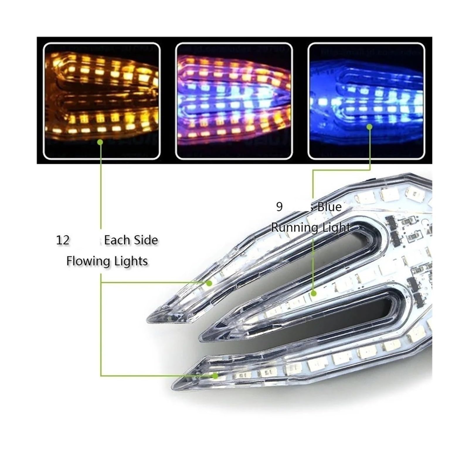 Genérico Intermitentes delanteros de motocicleta Par de giros de motocicleta para lámparas de señal que fluyen señales izquierda derecha luces de circulación intermitentes para Kawasaki