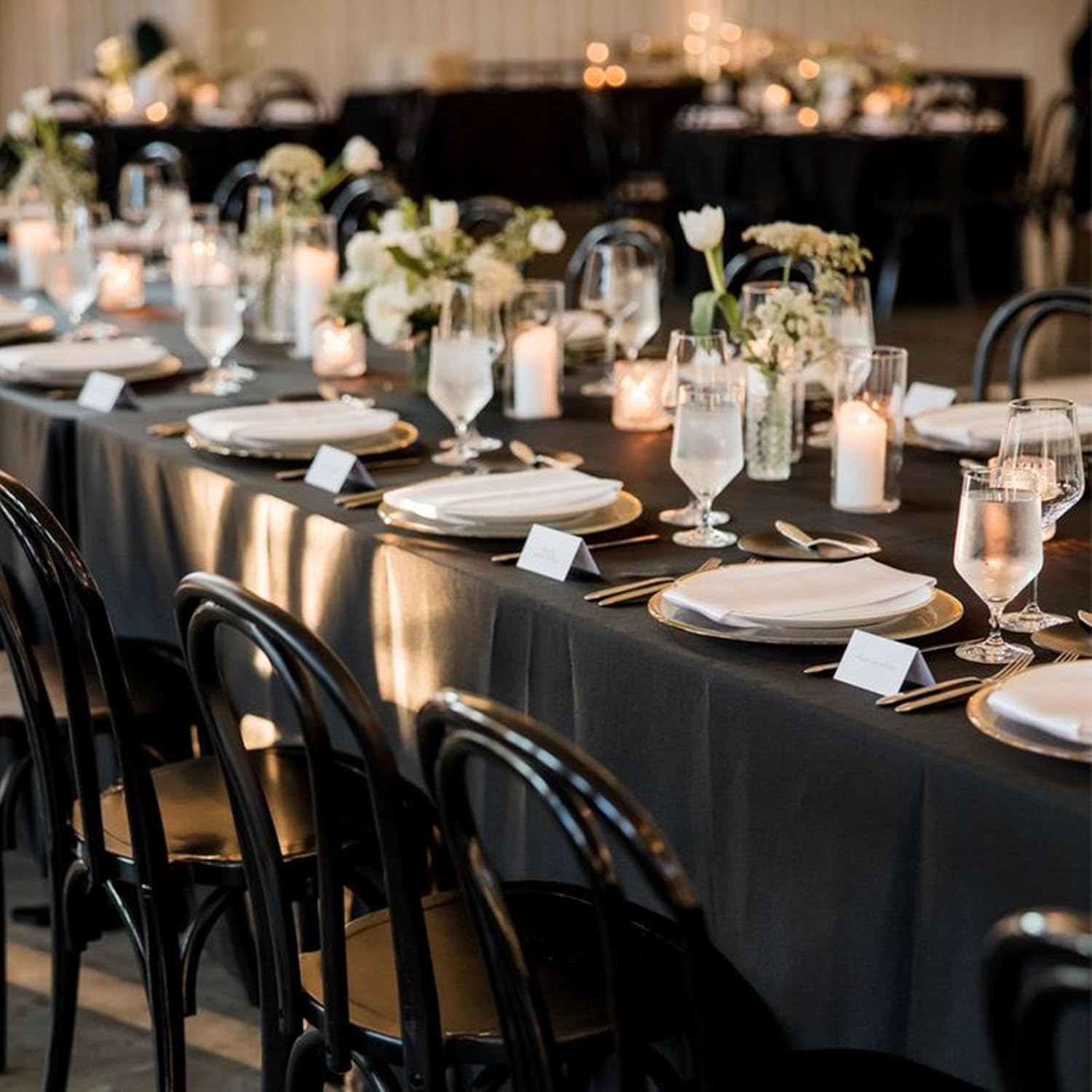 10Pack Black Table Cloths for 8 Foot Rectangle Tables 60 x 126 Inch, 8FT Black Tablecloth Rectangle Bulk Linen Polyester Fabric Washable Cloth Cover for Wedding Reception Banquet Birthday Party - Image 3