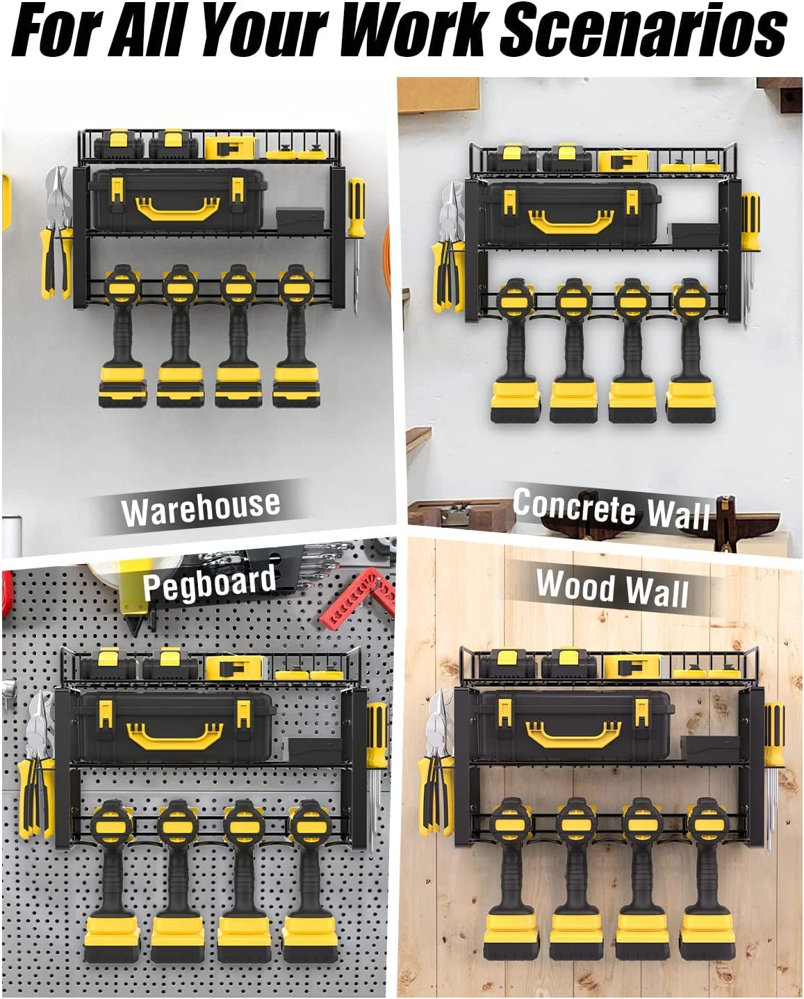 Power Tool Organizer Holder - Wall Mount Style for Power Tool Drill as Heavy Duty Tool Shelf & Tool Rack with Compact Packed with Color Box, Great Gift for Man image 3