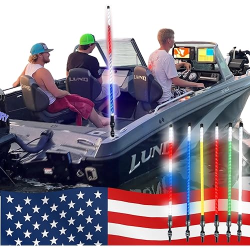 YOLOtek Veteran Owned - 4ft Nav LIGHT SHOW 360º - Marine Boat Navigation Lights LED - 2NM Coast Guard Compliant – 12 Solid Colors, 130+ Patterns w/Red White Blue - Boat Anchor Light Running Stern Pole