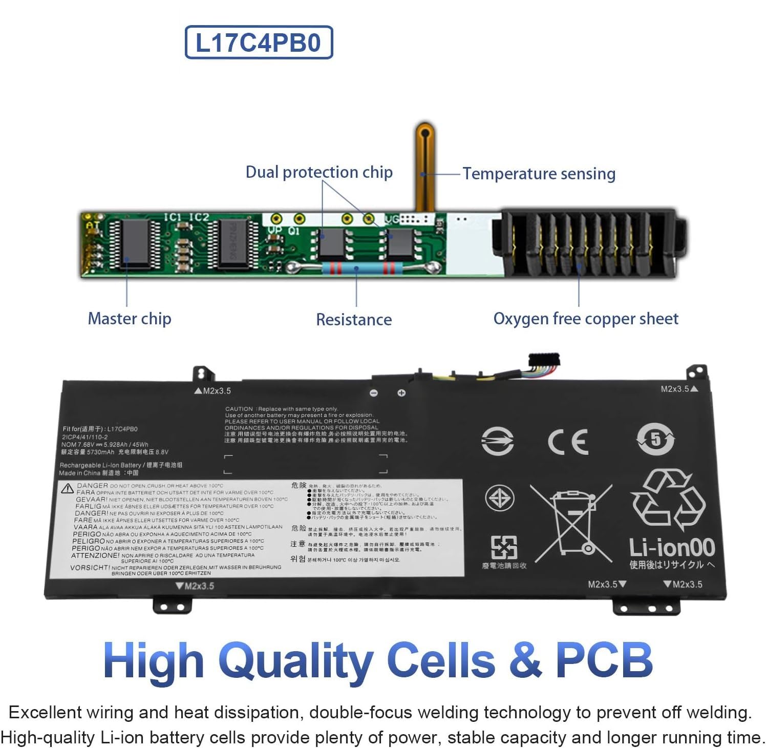 Batería L17C4PB0 Para Lenovo Flex E IdeaPad 530S/Yoga 530, 7.68V 45Wh 4 Celdas, Compatible Con Varios Modelos Batería Lenovo Flex 6 Batería L17C4PB0 Para Lenovo Flex E IdeaPad 530S/Yoga 530, 7.68V 45Wh 4 Celdas, Compatible Con Varios Modelos Batería Lenovo Flex 6