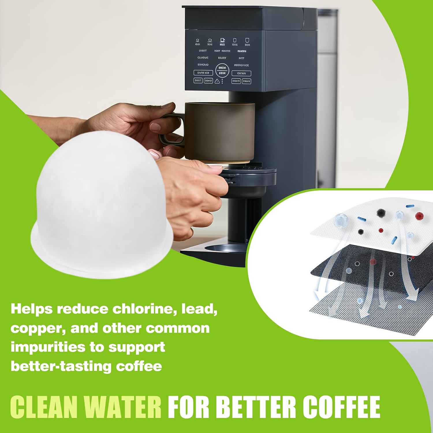 12-Pack Charcoal Water Filter Pods Compatible with Chefman Caffeinator & for Chefman Drip Coffee Maker, Activated Carbon Coffee Maker Water Filter Pods Replacement