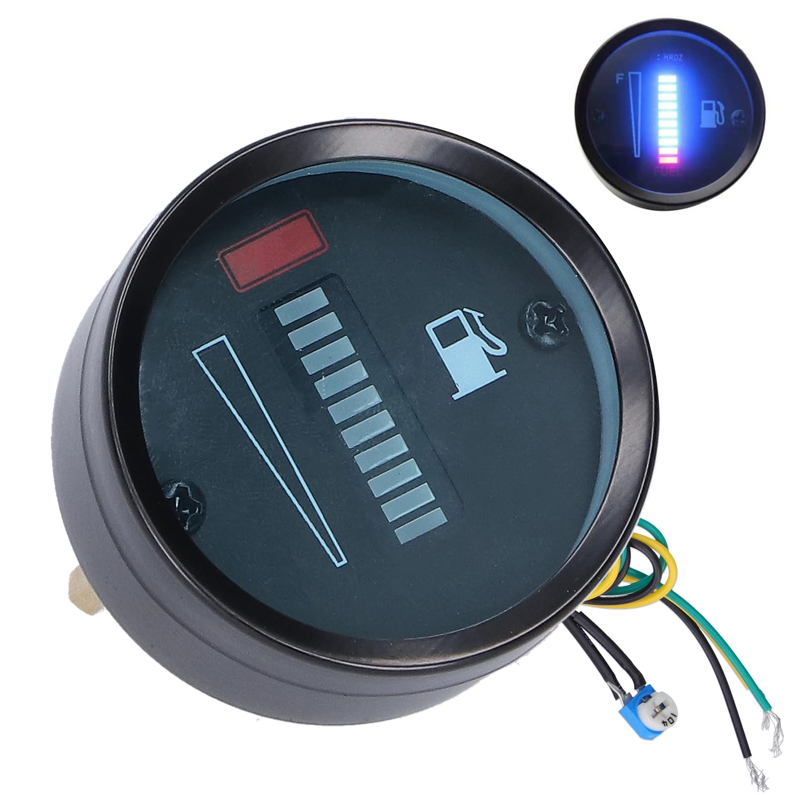 Indicatore del Carburante Digitale da 52mm, 12 V misuratore del serbatoio del carburante universale, misuratore livello batteria, Resistenza Regolabile, display LED per auto e moto