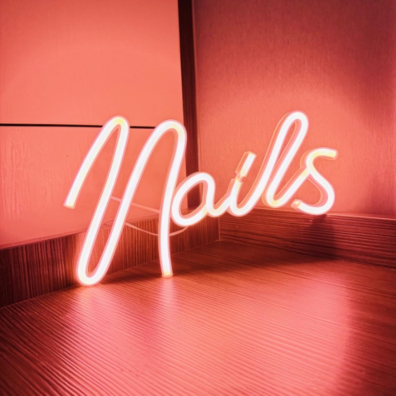 Nails Neon Signs for Wall Decor, USB or Battery Operated Neon Light for Cosmetic Salon Spa Beauty Room Bedroom Bar, Gift for Nail Tech Girls Birthday Christmas, 11.4×6.37 Inch