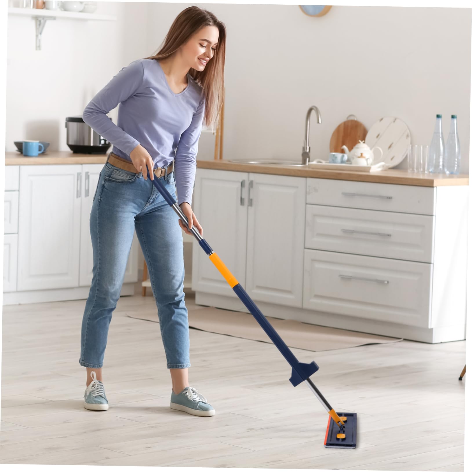 Panno Piatto Grande per Pavimenti Testa Piatta Rotante con Scomparto di Pulizia e Manico Ergonomico per Facile e Efficiente Pulizia del Pavimento