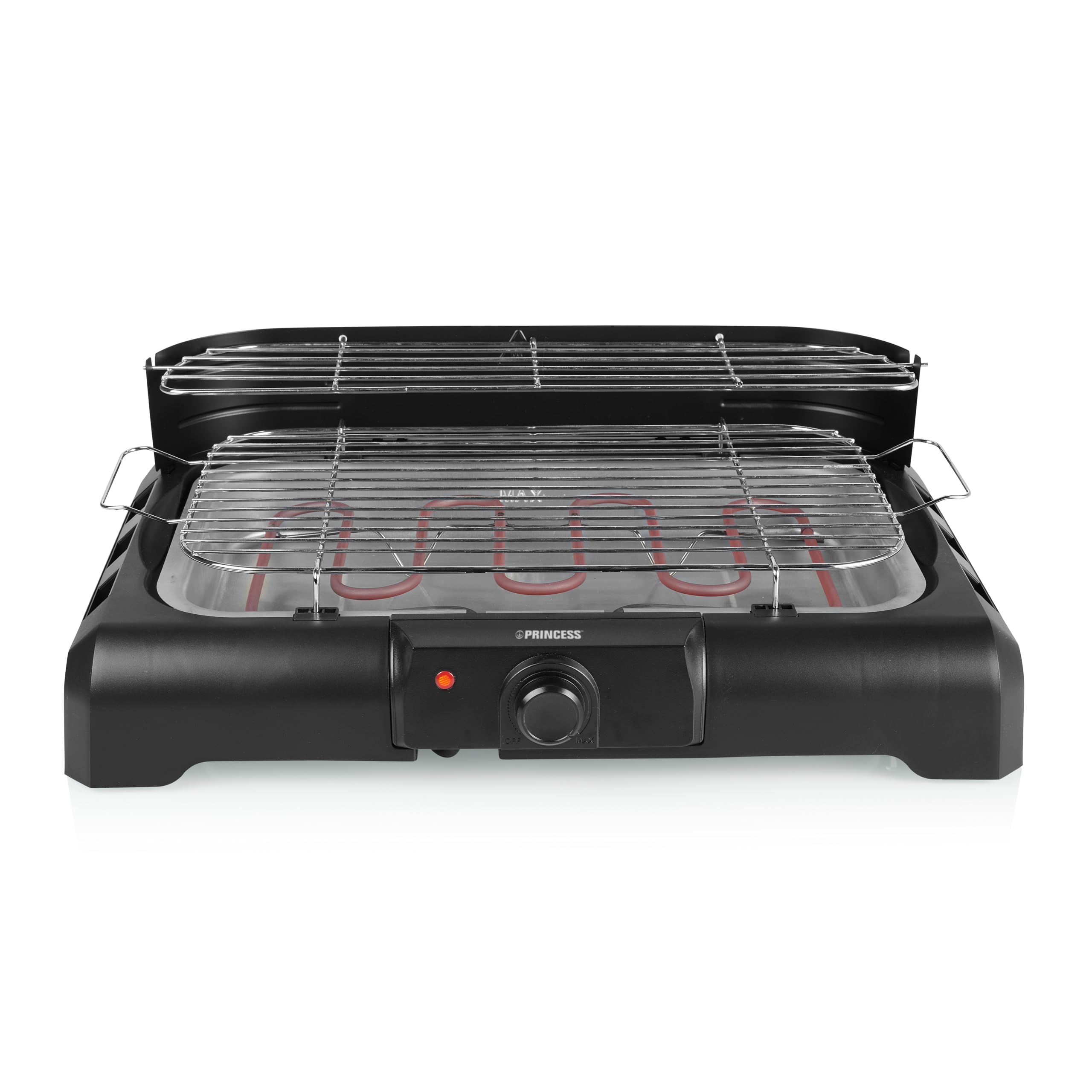Princess Barbecue Elettrico con Mensole, 2200 watt, Sistema anti-fumo, Paravento, Superficie di 40 x 24.5 cm, Nero