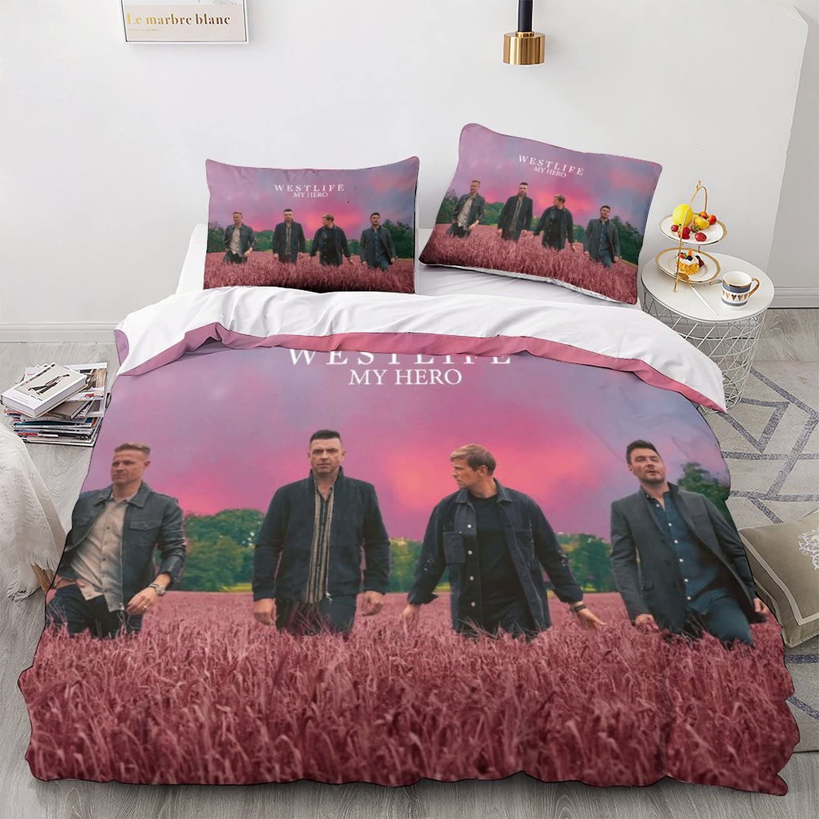 XYueww Westlife Band Duvet Cover 3D Design Soft Comfortable Quilt Cover Breathable Comforter Cover Girls Boys Bedding Set With Zipper Closure Soft Microfiber Bedding Set 3Pcs Set Double（200x200cm）