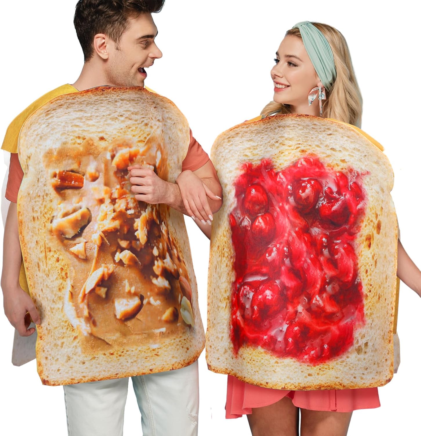 Liitrsh 2 Sets Couple Peanutbutter and Jelly Costume for Adults Funny Halloween Cosplay Food Costume Outfit for Halloween Party - Image 5