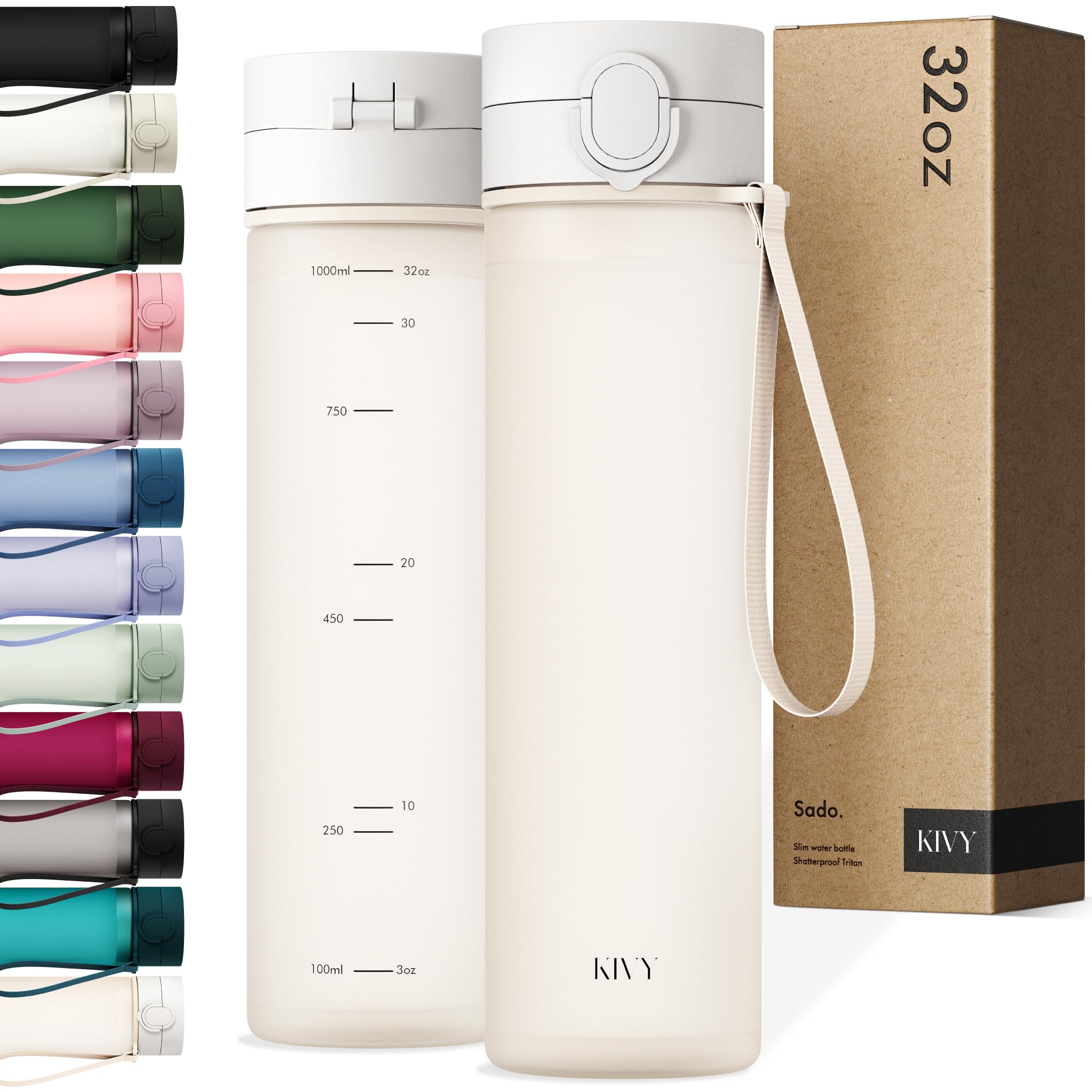 KIVY Flip Top Water Bottle (Cream White, 1000ml) โ image 1