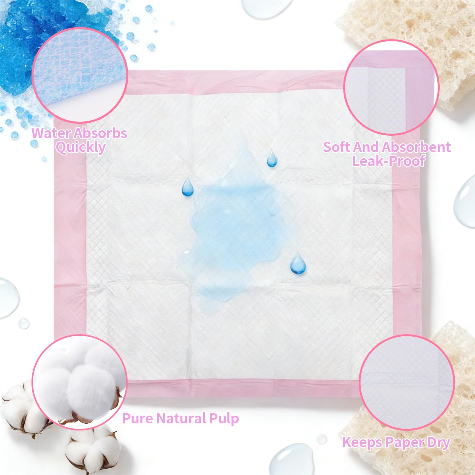 Lot de 100 Alese Jetable Bebe, Matelas à Langer pour Bebe 33 × 45cm, Tapis de Change Respirantes Ultra Doux, Anti-Fuite, Imperméables pour Table à Langer et Lit Bebe