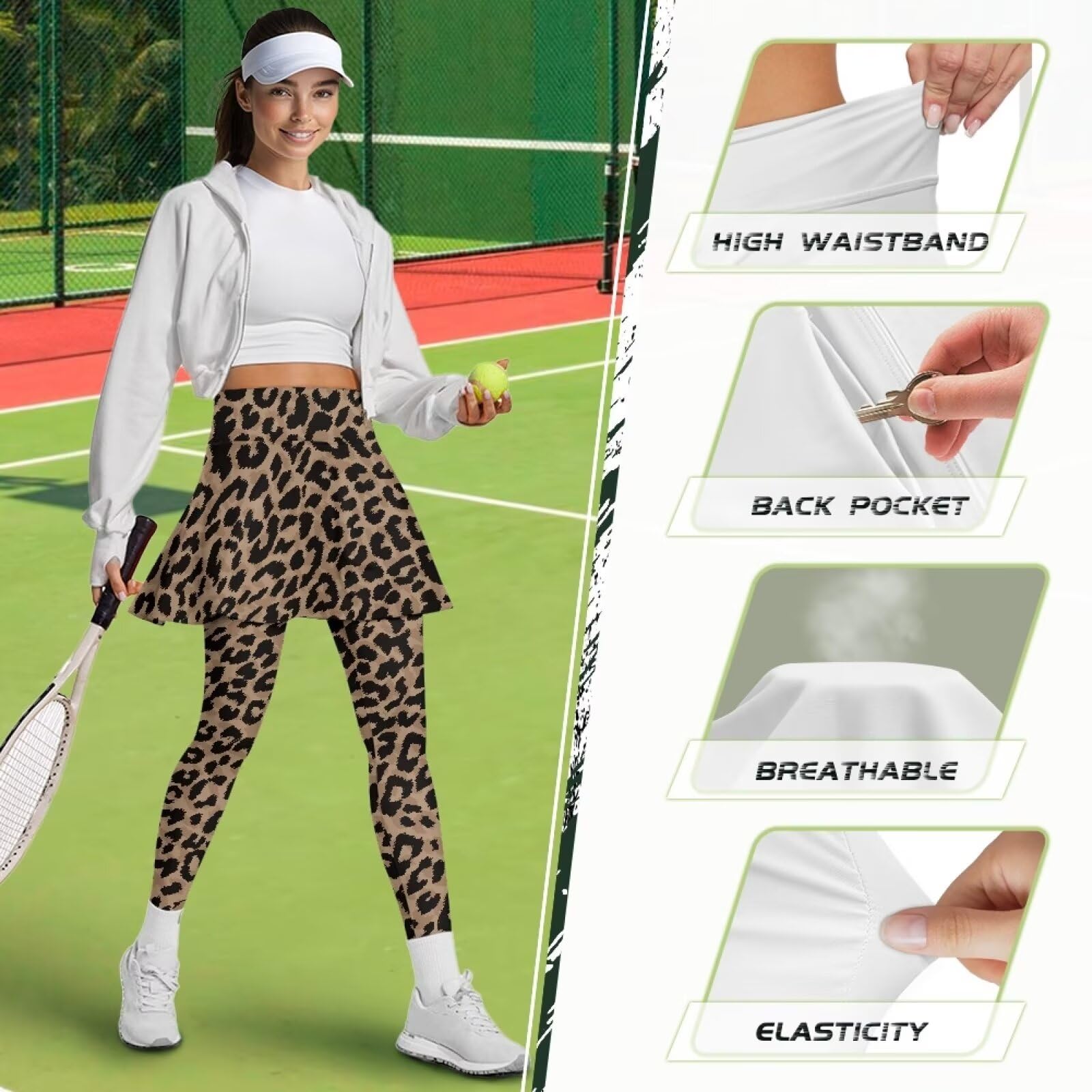 Poceacles Spódnice legginsy dla kobiet spódnice legginsy do jogi z wysokim stanem spódnice tenisowe z legginsami joga bieganie spódnice golfowe
