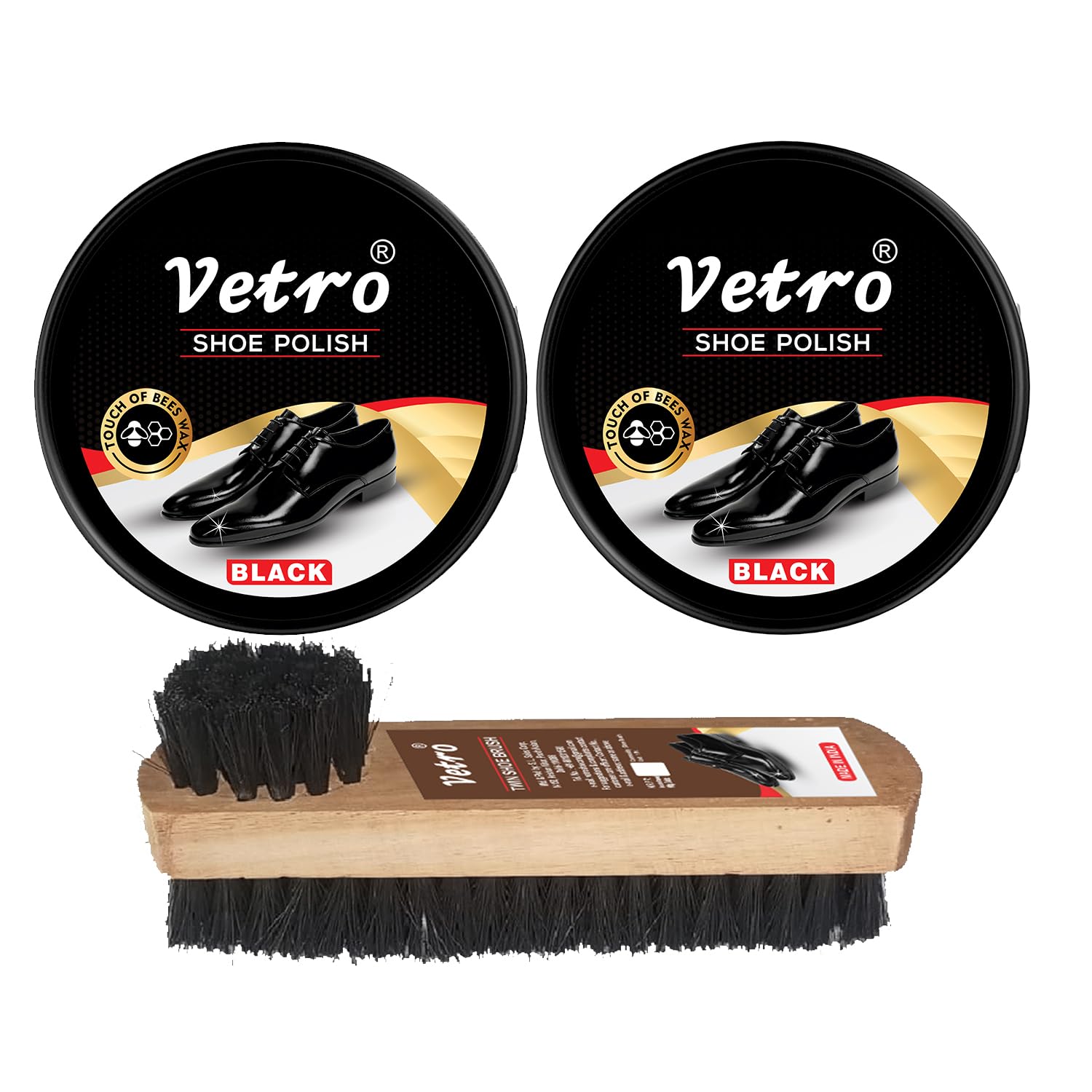 Vetro Wax Shoe Polish | Shoe Shiner 2 in 1 Shoe Brush (BLACK+BLACK) (B0CNKG41D3) Amazon Price History, Amazon Price Tracker