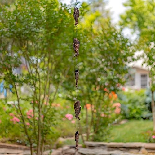 Miniatura 4 de Zaer Ltd. Cadenas de lluvia colgantes ornamentadas (acabado de bronce, pez trucha arcoíris)