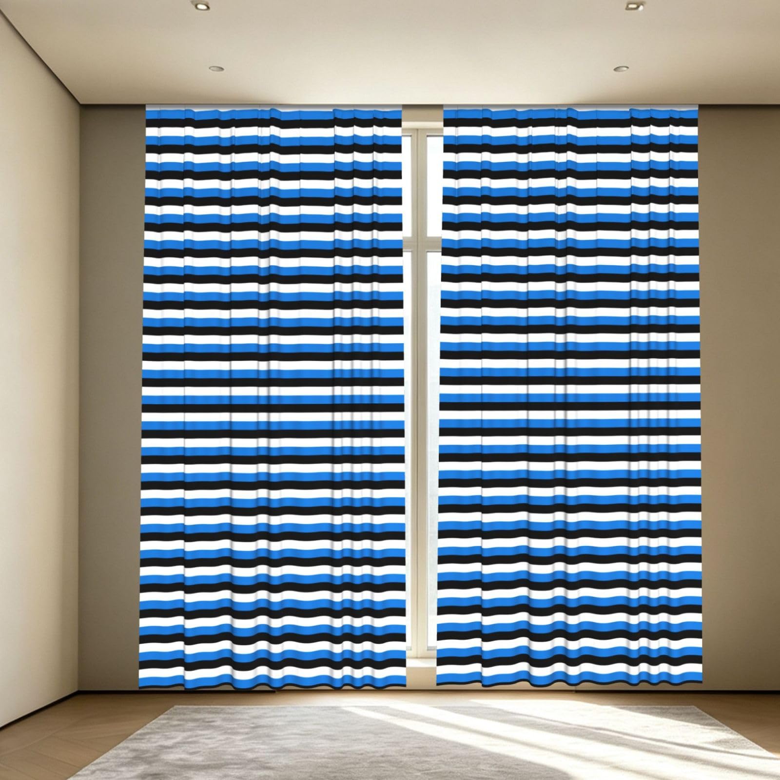 Yyoretp Flag of Estonia Print Blackout Curtains for Living Room Bedroom Thermal Insulated Window Drapes.