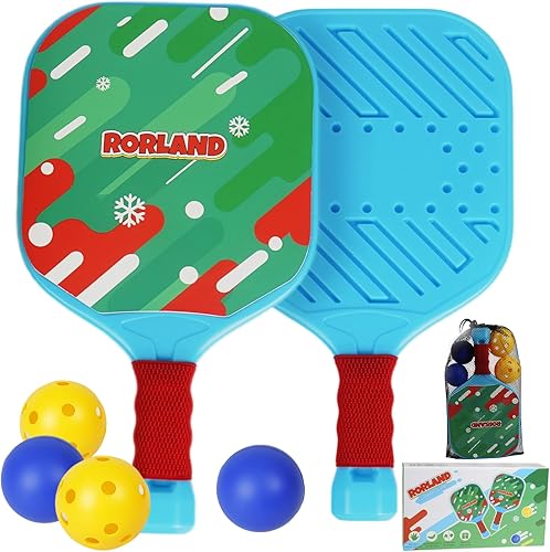 Juego de 2 palas de pickleball para niños, ligeras, duraderas, impermeables, agarre ergonómico para manos pequeñas, playa, piscina, patio trasero,