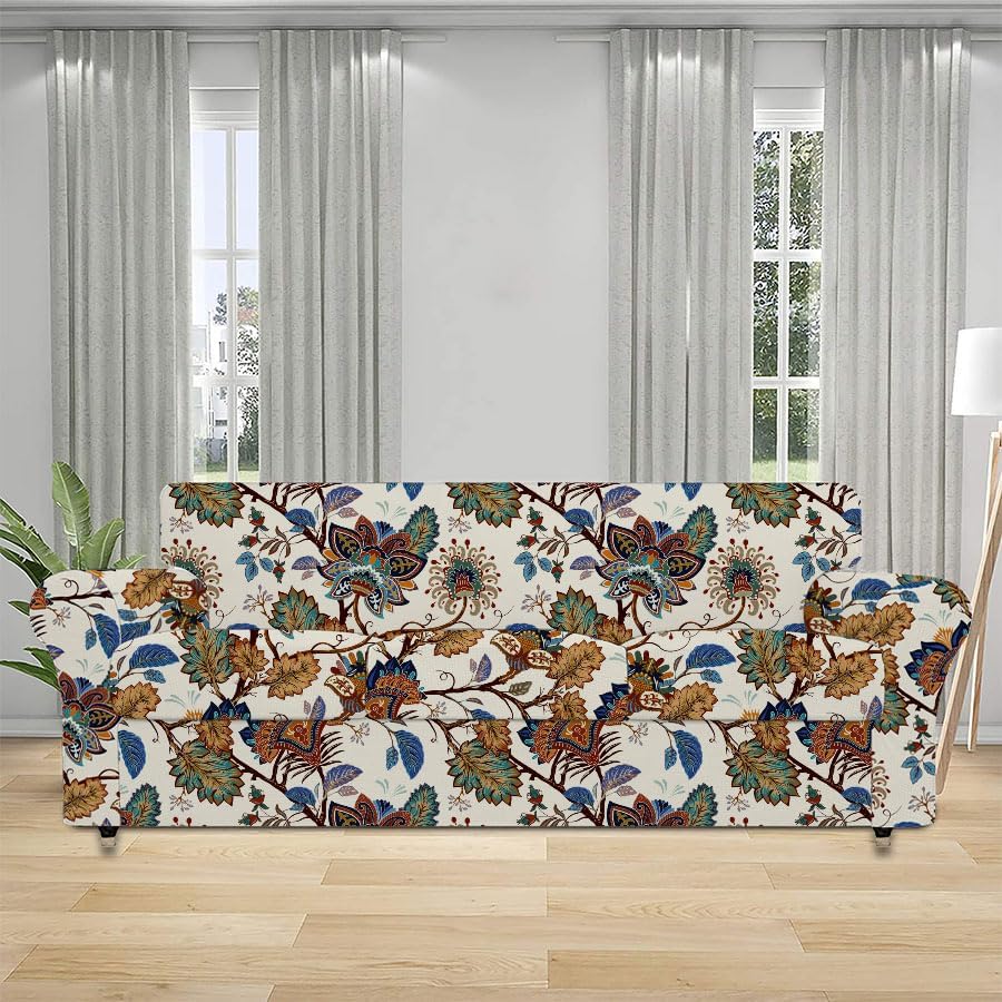 Miniatura 2 de CRFATOP Fundas de sofá de 4 piezas para sofá de 3 cojines, fundas de sofá estampadas, funda elástica para sofá de 3 cojines separados, fundas de