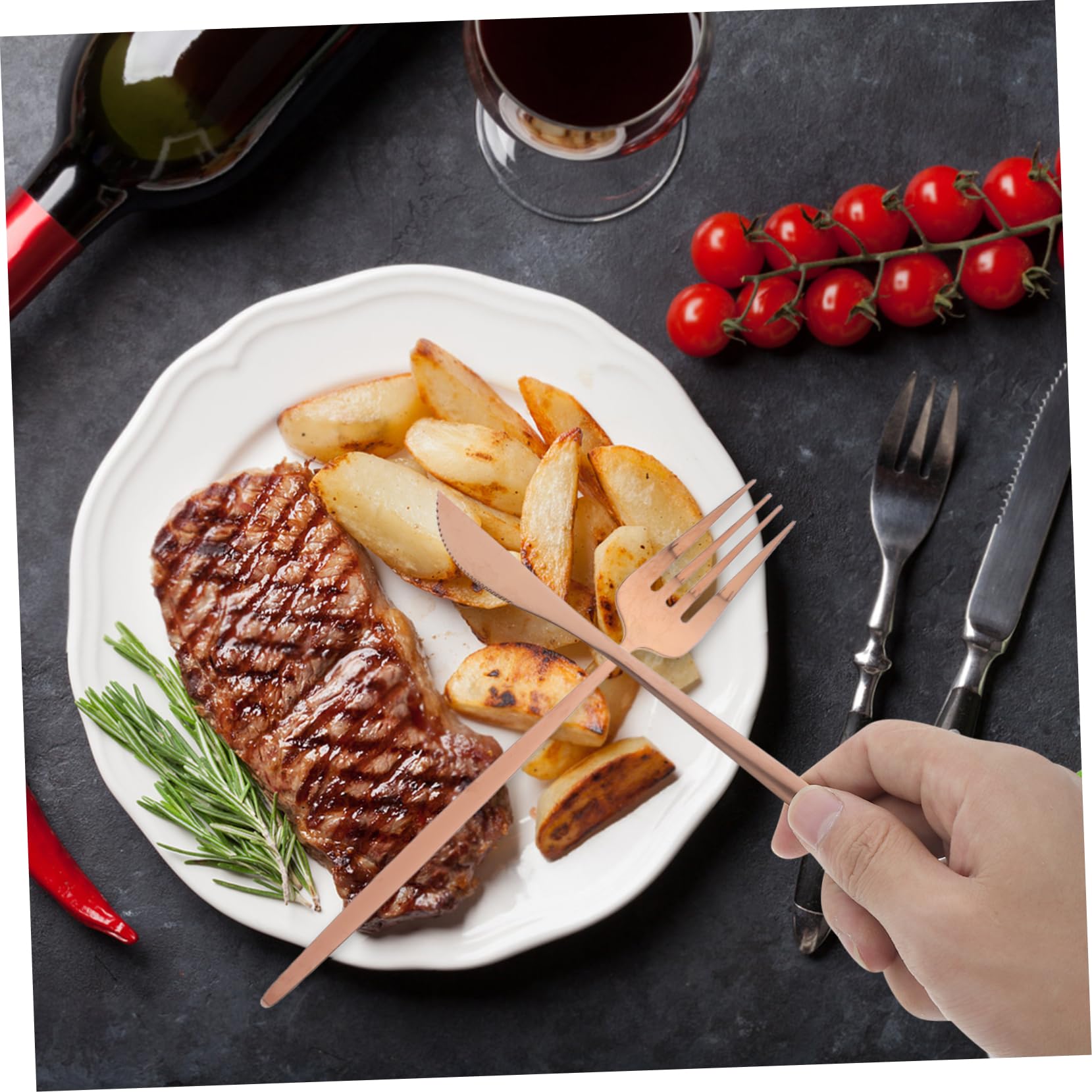 PartyKindom Set de Couverts en Acier Inoxydable 30 Pièces Couteaux, Fourchettes et Cuillères, Design Élégant et Facile à Nettoyer pour Repas Quotidiens et Repas en Famille