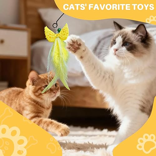 Miniatura 6 de Walfront Juguetes para gatos, juguetes interactivos para gatos, 4 juguetes realistas de insectos voladores + 2 juguetes para gatos, la base puede