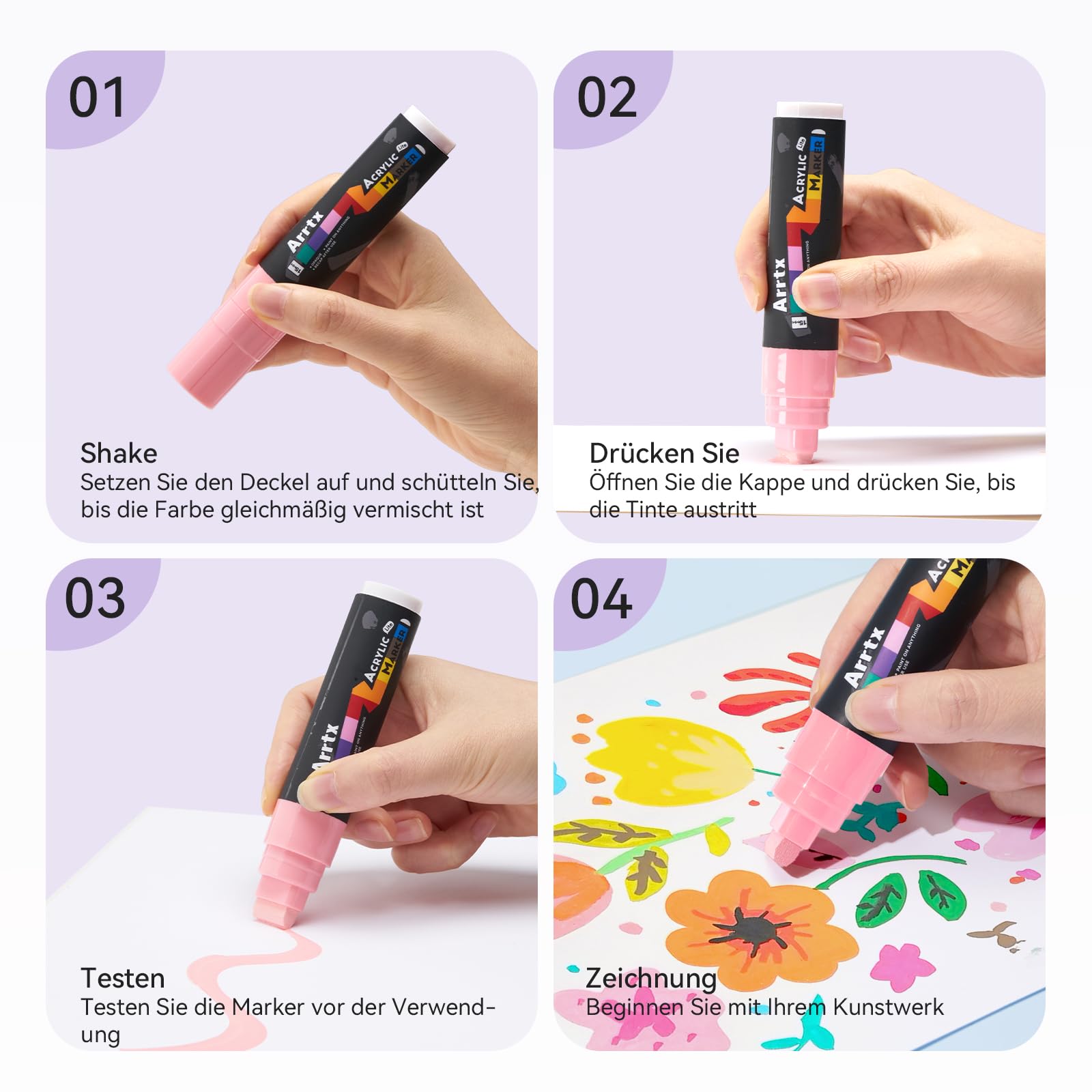 Acrylverf pennen penseelpunt 12 huidtinten markers voor rotsschilderen