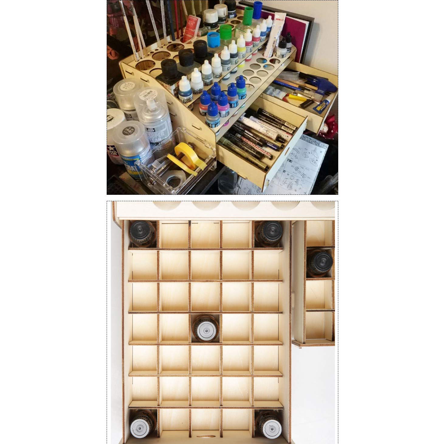 DIY Organizador de Madera de Pintura Soporte de Pantalla Portacepillos Soporte de Almacenamiento Herramienta de Modelo