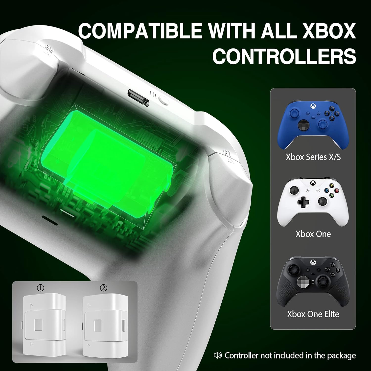 Xbox Controller Charger Station with 2 Rechargeable Battery Pack & 2 Pack Rechargeable Controller Battery Pack for Xbox One/Xbox Series X S : Video Games