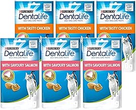 PURINA Dentalife Dental Treats for Cats | Bundle of 6 | Chicken 40g x 3 and Salmon 40g x 3