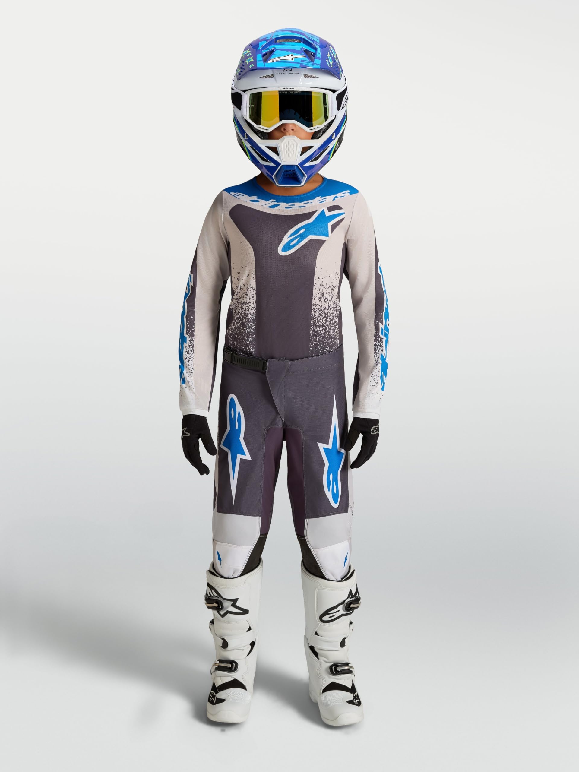 Alpinestars Fluid Drag Młodzieżowe spodnie motocrossowe, /szary/niebieski, 22